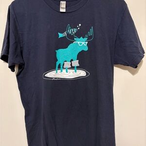 Navy Graphic T-Shirt with Moose Design
